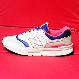 New Balance 997H White Laser Blue Pink Men's Running Shoes #CM997HAJ size 10.5